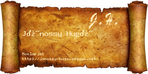 Jánossy Hugó névjegykártya